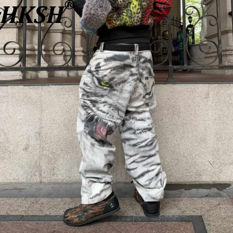 Streetwear Brand Designer - HKSH 春秋の新メンズハイストリートワックス 3D プリントニッチデザインカジュアルパンツトレンディブランドファッションストリートウェアボトムス HK18843