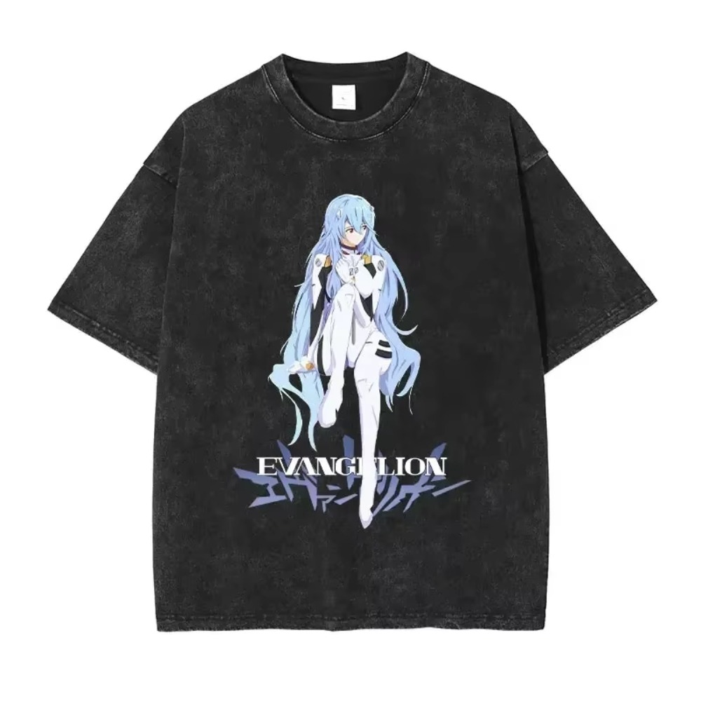 Streetwear Brand Shoes - 特大メンズ Tシャツ服 EVA アニメストリートブランドヴィンテージウォッシュド女性半袖 Tシャツカジュアルトップス夏ヒップホップ