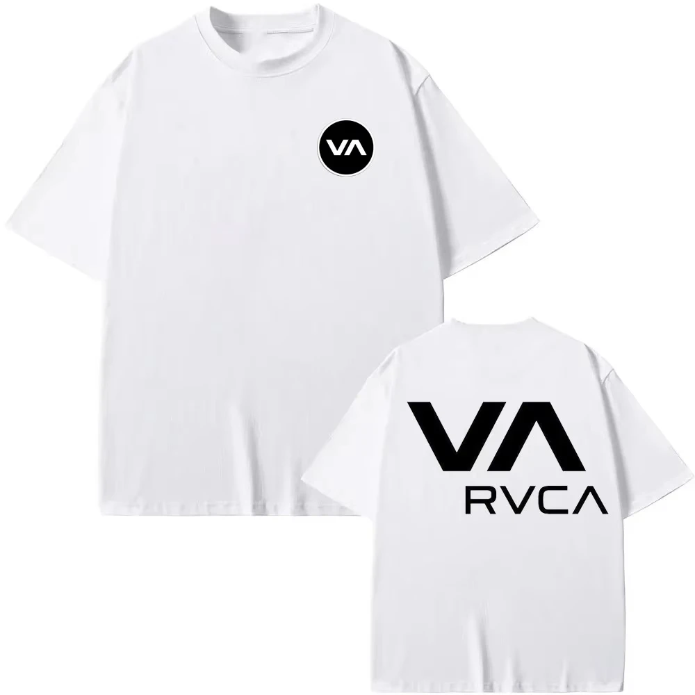 Streetwear Brand Designer - RVCA Tシャツ黒 Tシャツ夏の綿 Tシャツ夏半袖ファッション男性女性デザインブランド Tシャツトップストリート服