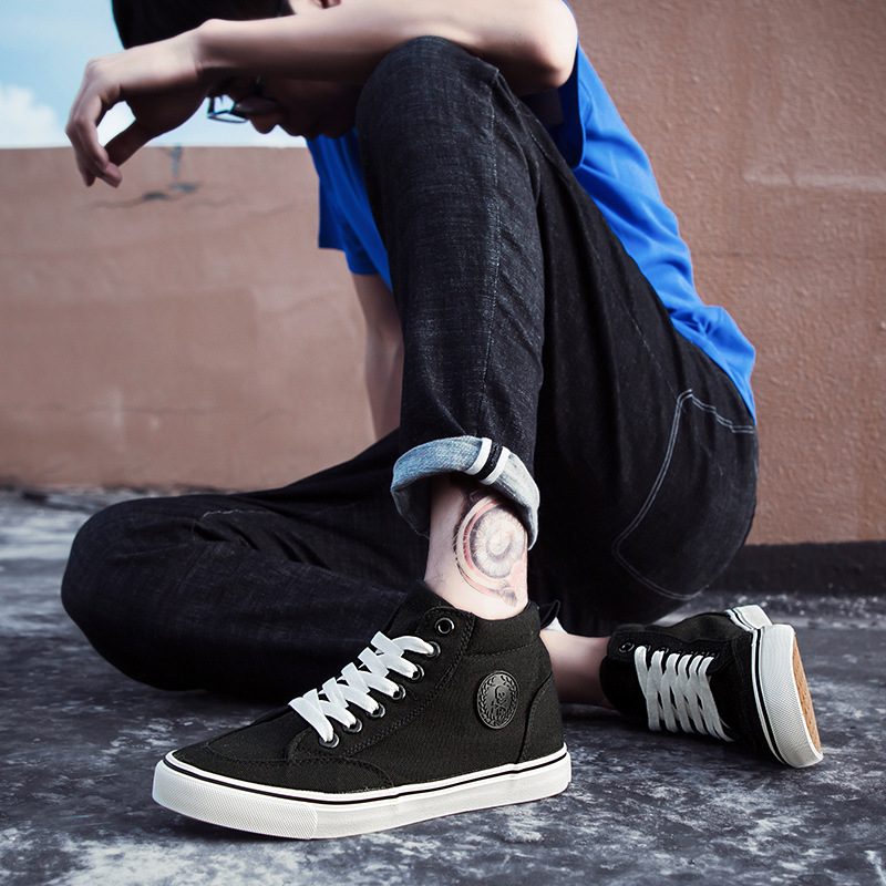 男性用のトレンディなキャンバスシューズ,ハイトップモデル,フ - Streetwear Brand Shoes のレビューと価格