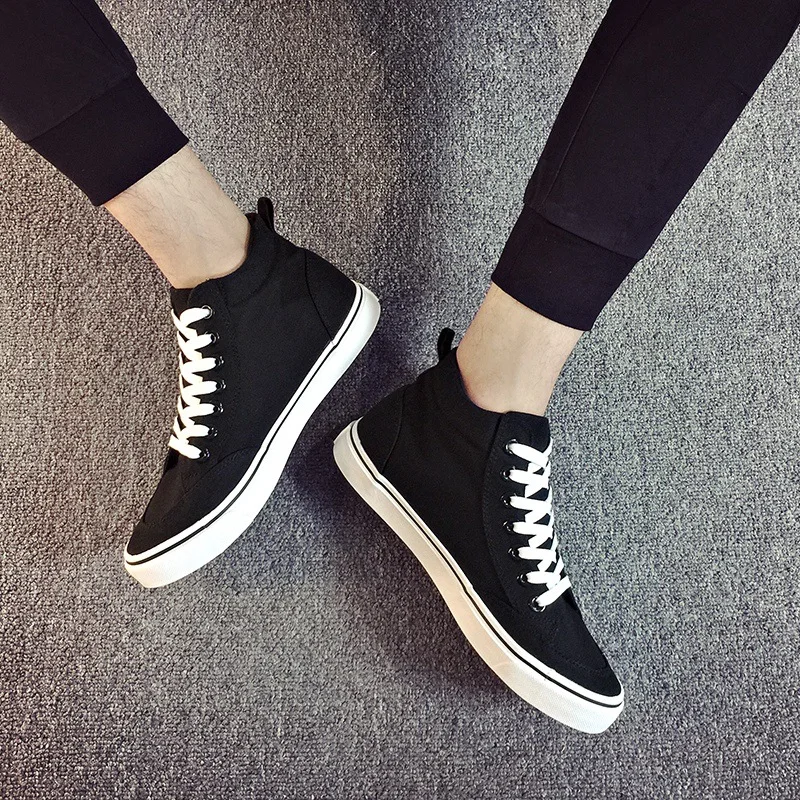男性用のトレンディなキャンバスシューズ,ハイトップモデル,フ - Streetwear Brand Shoes のレビューと価格
